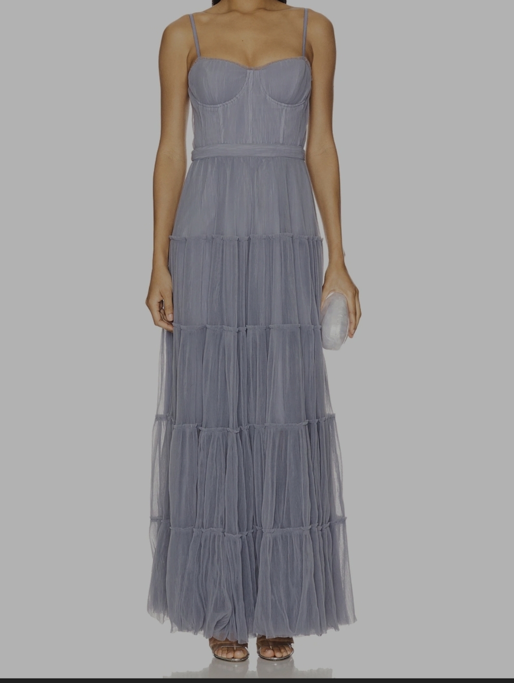 Taylor Dusty Light Purple  Mesh Maxi Dress - Picture 2 of 9